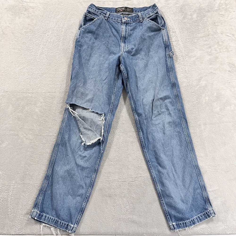 Vintage Structure Carpenter Jeans Men's 29x33 Long Distressed 90s Y2K Light Blue